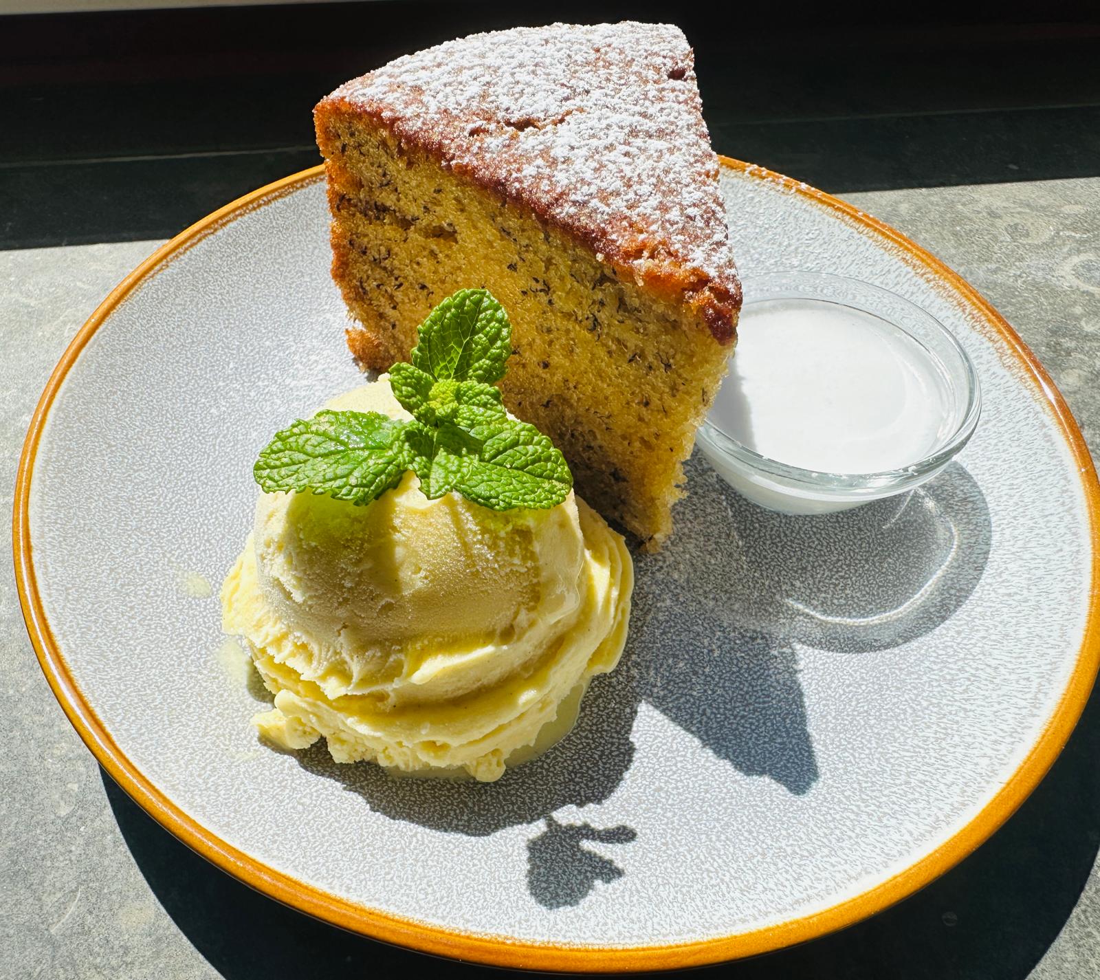 Thai traditional Banana Cake, served with Ice Cream